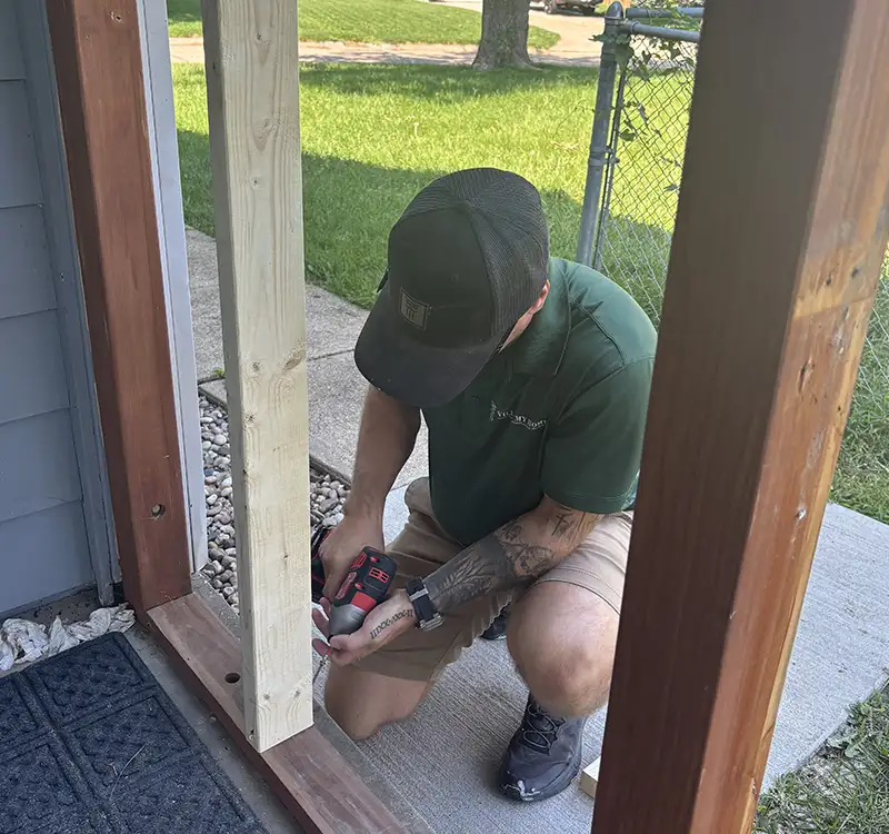 Trusted handyman services Omaha NE fixing outdoor posts and carpentry structures.