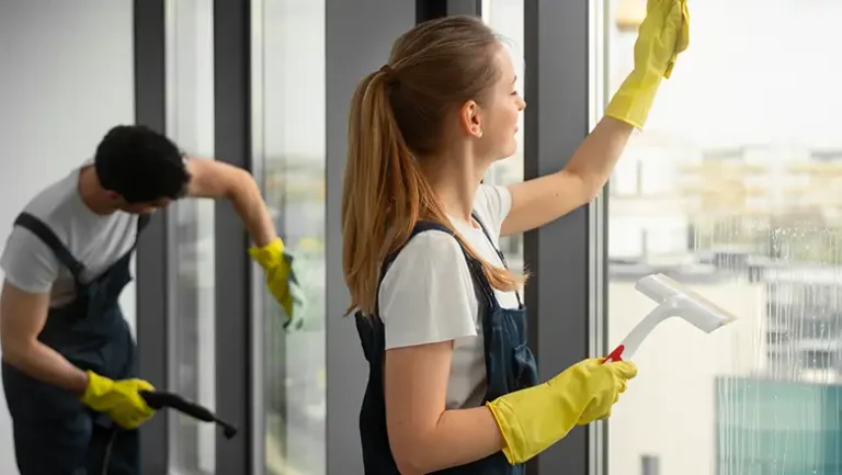 Typically two techs cleaning after a big renovation in omaha bathroom handyman Omaha
