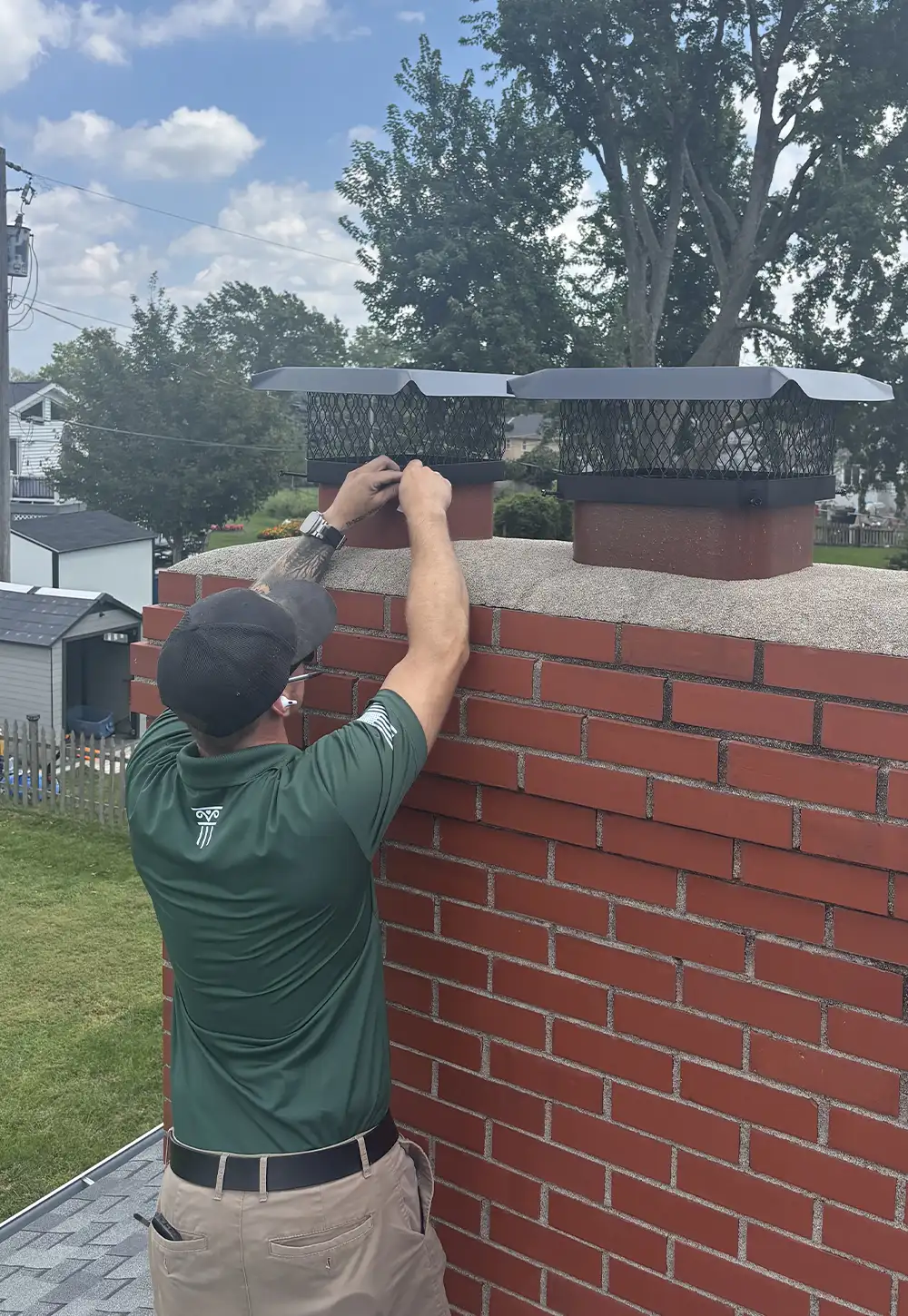 Handyman vs contractor fixing a chimney on an Omaha residential roof