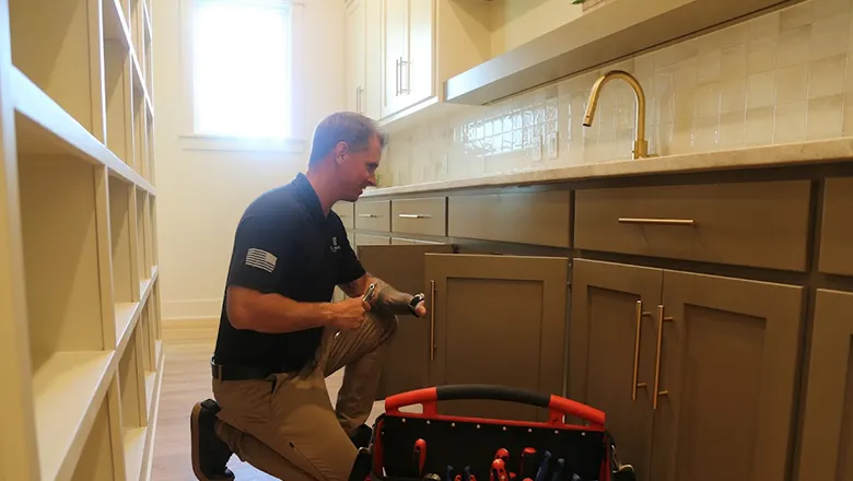 Handyman plumbing repairs work being completed