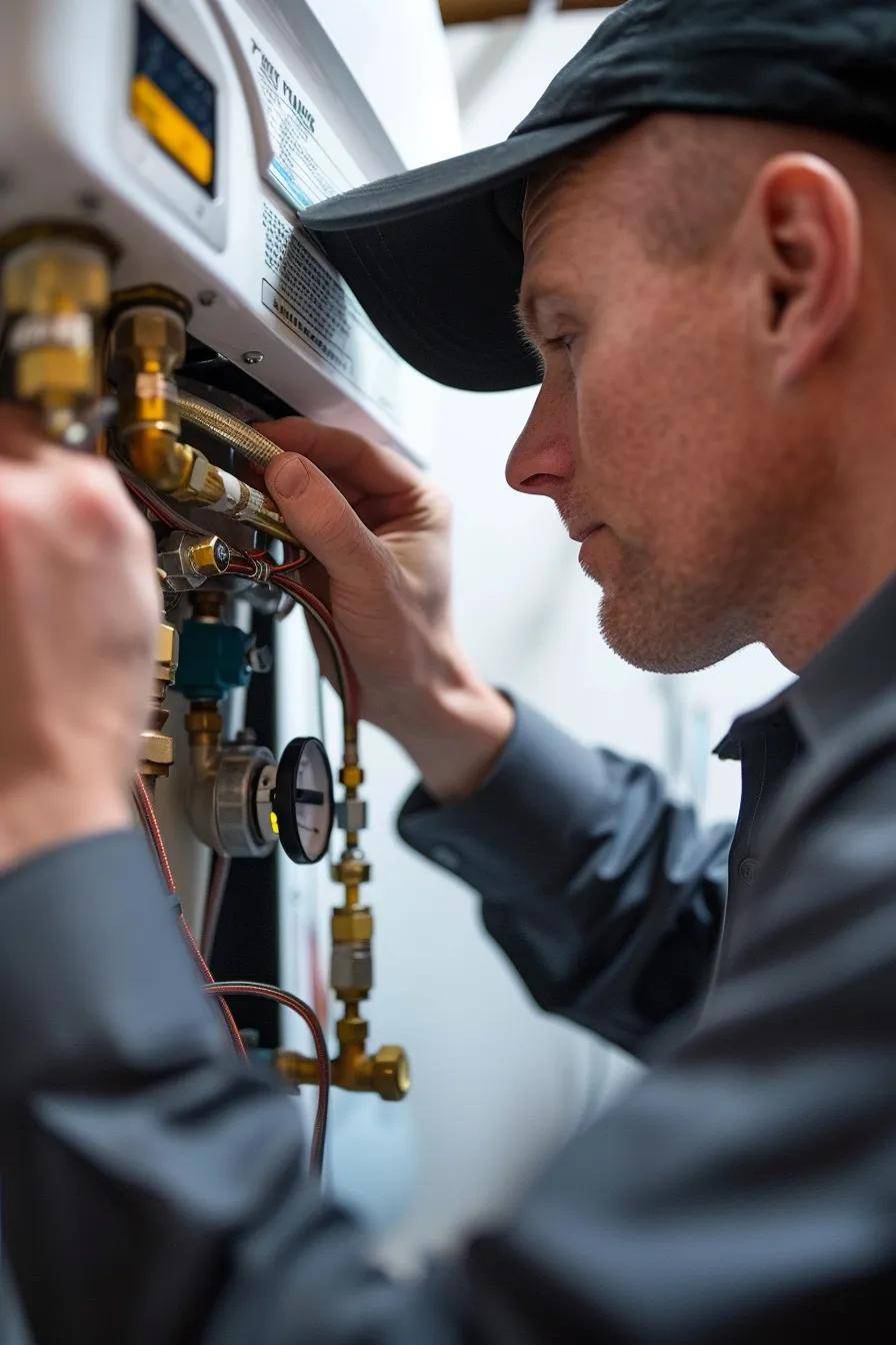 Skilled handyman plumbing repairs technician at work